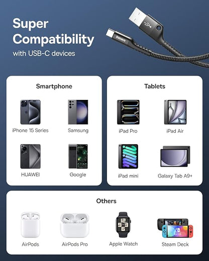 Baseus USB Type C Cable for Car, Nylon Braided Carplay Cable Compatible - Image 6