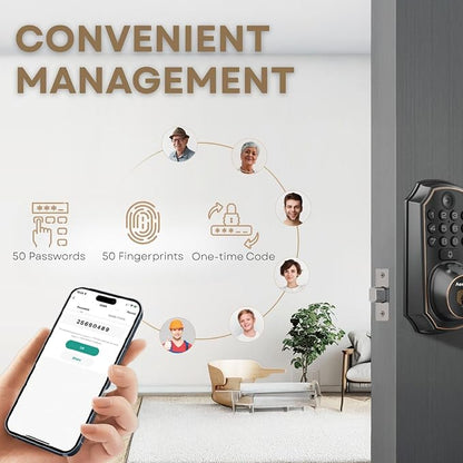 Fingerprint Door Lock Keyless Entry Door Lock Keypad Deadbolt Lock - Image 5