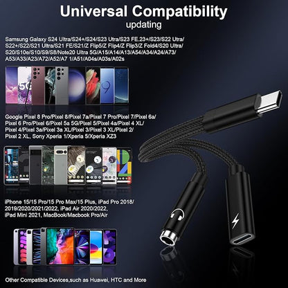 Samsung Galaxy S25 Headphone Adapter, 2 in 1 USB C to 3.5mm Aux Audio Jack - Image 6