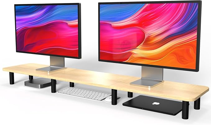 Large Extra Long Monitor Stand Riser 43.7in, Dual Monitor Riser, Wide TV Stand by WEGASTU