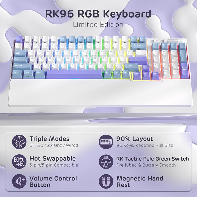 RK ROYAL KLUDGE RK96 RGB Limited Ed, 90% 96 Keys Wireless 3-Mode - Image 2
