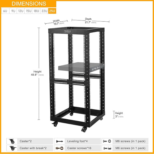 RIVECO 25U Open Frame Server Rack - Image 2