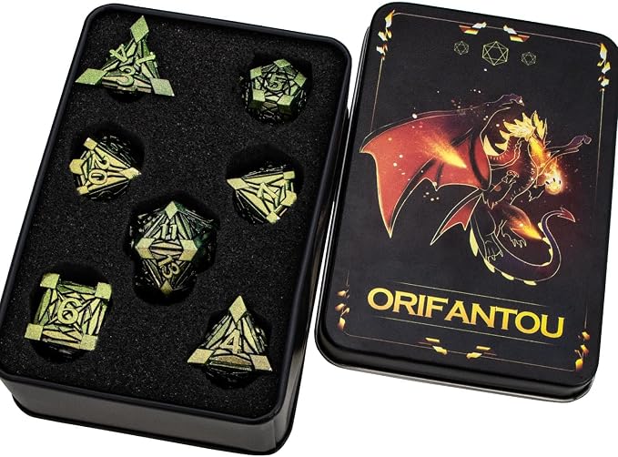 7PCS Metal DND Dice Set with Box, Debris RPG D and D Dice - Image 6