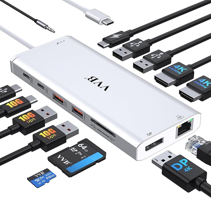 USB C Docking Station Dual Monitor by VVB