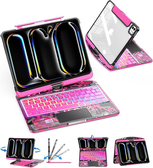 SIBEITU Keyboard Case for iPad Pro 11 Inch, 360 Rotatable iPad Pro 11 Clear by SIBEITU