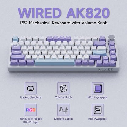 Ajazz AK820 75% Wired Gasket Mechanical Gaming Keyboard - Image 2