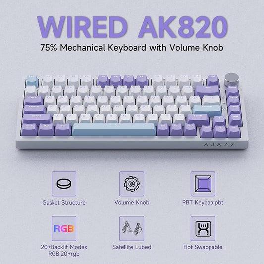 Ajazz AK820 75% Wired Gasket Mechanical Gaming Keyboard - Image 2