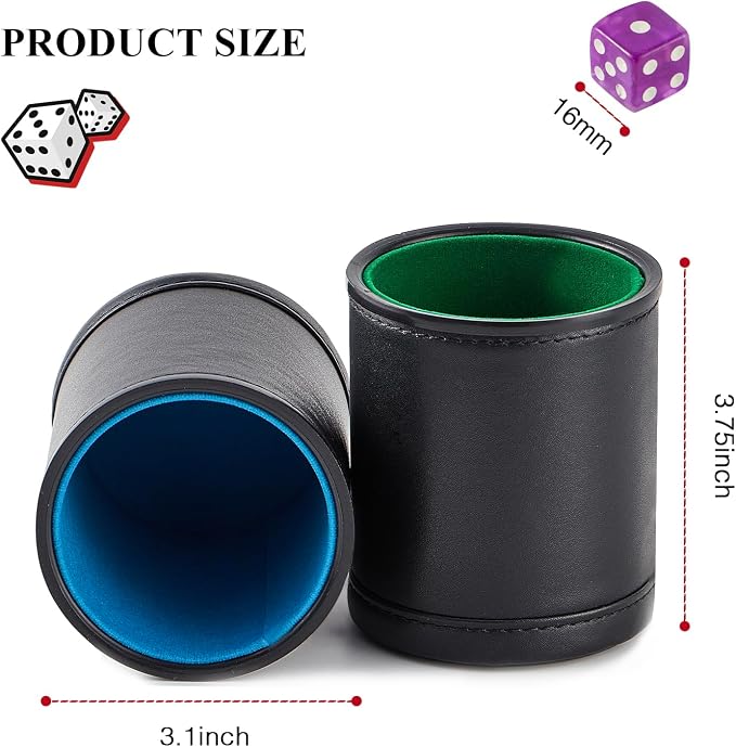 5 Pack Black Leather Dice Cups - Image 4