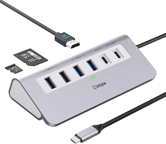 USB C Hub, INTPW 9-in-1 USB C Hub Multiport Adapter by intpw