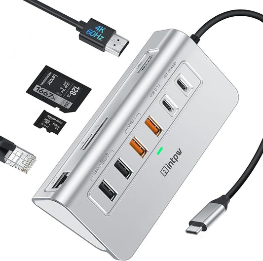 USB C Hub Ethernet, 10-in-1 USB Docking Station 10Gbps by intpw