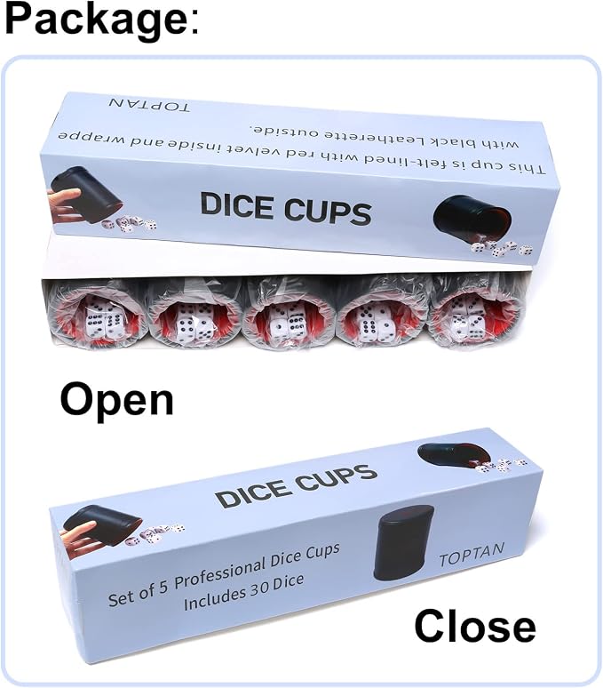 Leatherette Dice Cup Set Red Felt Lined Shaker - Image 7