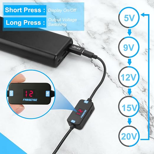 FARSENSE USB C to DC Adapter, Barrel PD Trigger Cable - Image 4