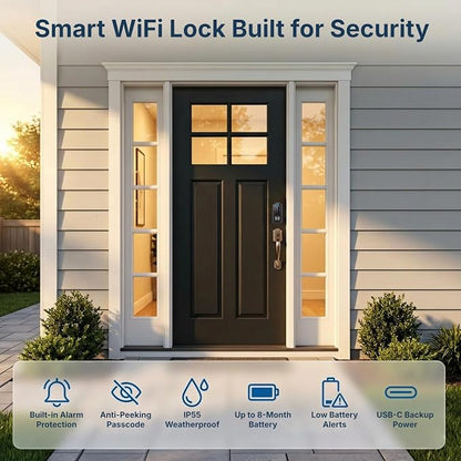 Keyless Entry Door Lock with Built-in WiFi, Fingerprint Smart Lock - Image 8