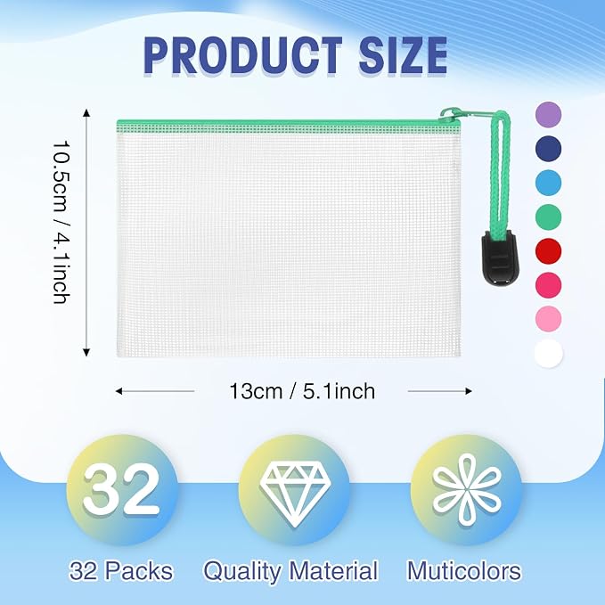 Jetec 32 Pcs Mesh Zipper Bags Toy Storage Bikini Organizer Bag Bolsas Para - Image 2