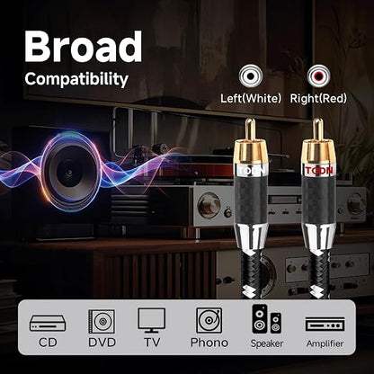 TODN HiFi RCA to RCA Audio Cables Audiophile - Image 7