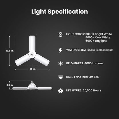 Feit Electric LED Garage Light, E26 Base, 000-Hour Lifetime - Image 2