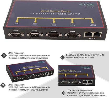 Zyyini 4-Port Serial Device Server Converter, RS232/RS485/RS422 to Ethernet - Image 3