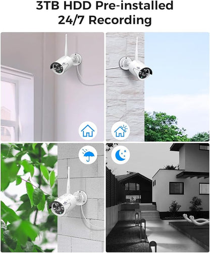 Hiseeu Home Security System, 24/7 Recording 5MP Wired Plug-in Powered Outdoor - Image 3
