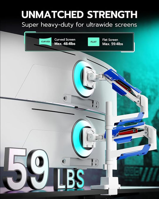 ARES WING Dual Monitor Mount, Adjustable Stacked Monitor Stand - Image 2