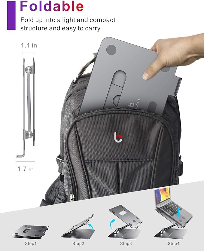 Adjustable MacBook Stand for Desk | Ergonomic Aluminum Laptop Riser - Image 5