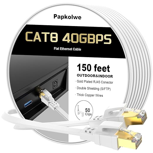 Cat 8 Ethernet Cable 150 ft, Heavy Duty High Speed Cat8 LAN Network Cable by Unknown