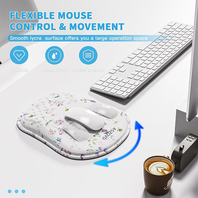 Mouse Pad with Wrist Rest, Ergonomic Mousepads with Wrist Support, Soft Lycra - Image 6