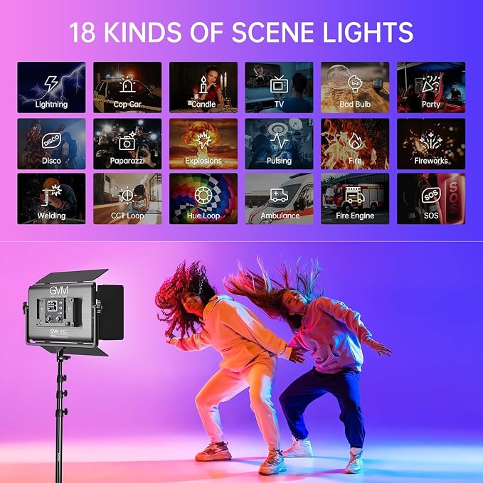GVM 65W RGB Video Light with Softbox, 1300D LED Video Lighting Kit, - Image 4