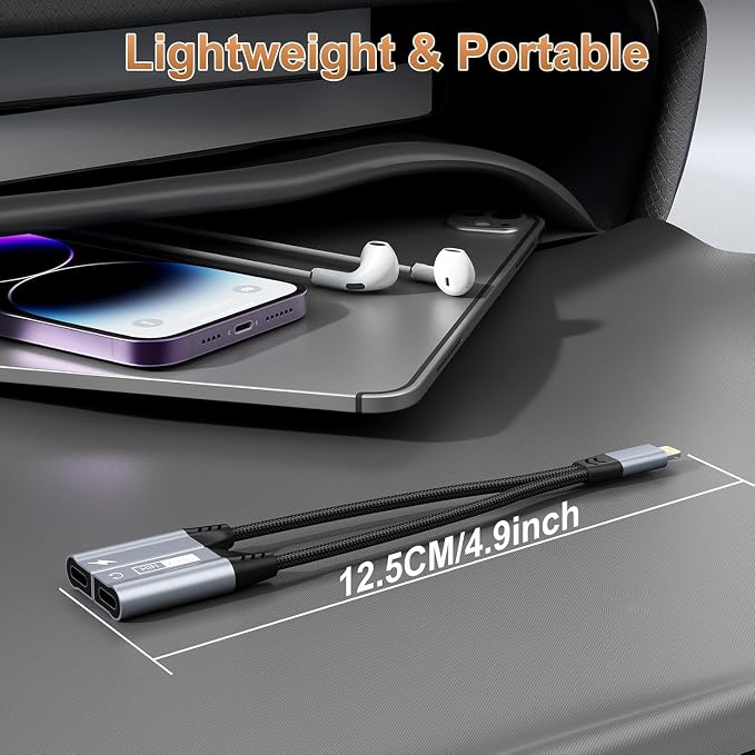 Magnetic Lightning to Dual Lightning AUX Adapter, 2 in 1 iPhone Audio and - Image 6