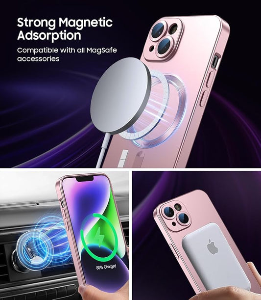 Magnetic for iPhone 14 Case Slim Soft Silicone Bumper Shockproof Metallic - Image 2