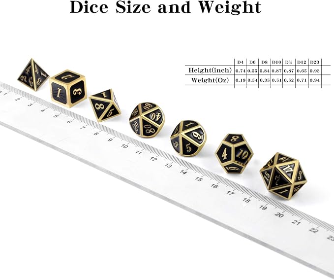 DNDND Metal Dice Set D&D, 7 die Metallic Polyhedral Dice Set - Image 5