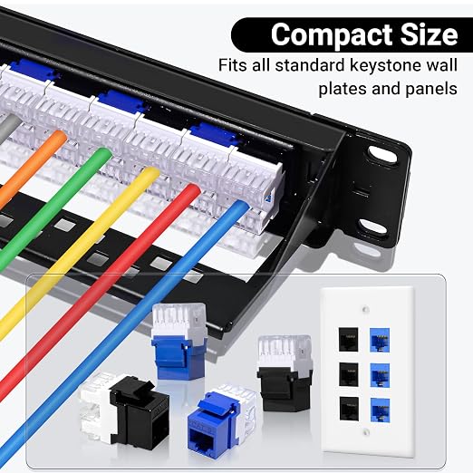 RJ45 Cat6 Keystone Jacks 25-Pack, Ethernet Keystone Jack, 180 Degree Punch-Down - Image 5