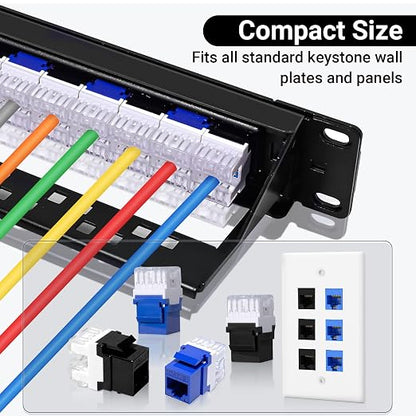 RJ45 Cat6 Keystone Jacks 25-Pack, Ethernet Keystone Jack, 180 Degree Punch-Down - Image 5