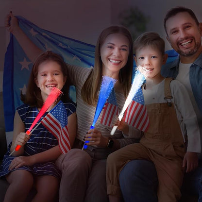 36 Pack Red Blue White Glow Sticks Light Up Fiber Optic Stick Glow Wands Bulk - Image 7
