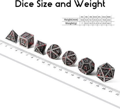 Acient Silver Bloodstained Metal Dice Set DND, DNDND 7PCS Metallic Halloween Die - Image 5