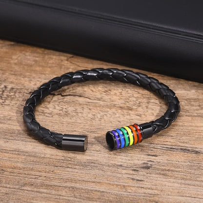 Nanafast Titanium Stainless Steel Rainbow LGBT Pride Bracelet Handmade Braided - Image 4