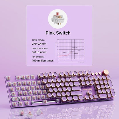 EWEADN V20 Typewriter Keyboard Wireless, 104 Keys Typewriter Style Mechanical - Image 4