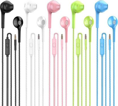 Earbuds Headphones with Microphone Pack of 5, Noise Isolating Wired Earbuds by Jogteg