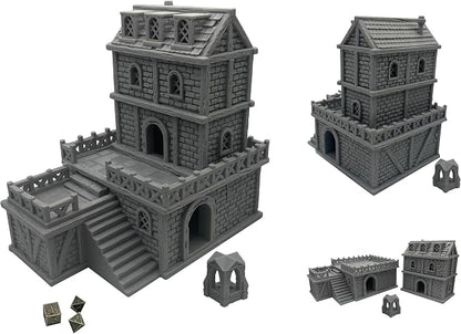 Paintable Tabletop Miniature Building Terrains Compatible - 18mm/28mm Scale by HAUTICO
