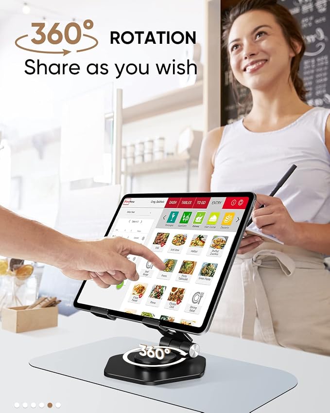 Foldable Aluminum Tablet Stand for Desk, 360° Swivel iPad & Tablet Holder – - Image 5