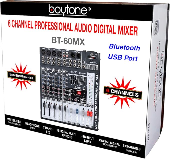 Boytone BT-60MX, 6 Channel Bluetooth Audio Mixer - Image 7