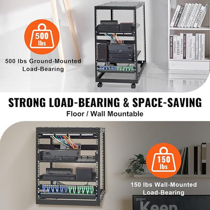 VEVOR 20U Open Frame Server Rack, Free Standing or Wall Mount Network Server - Image 3