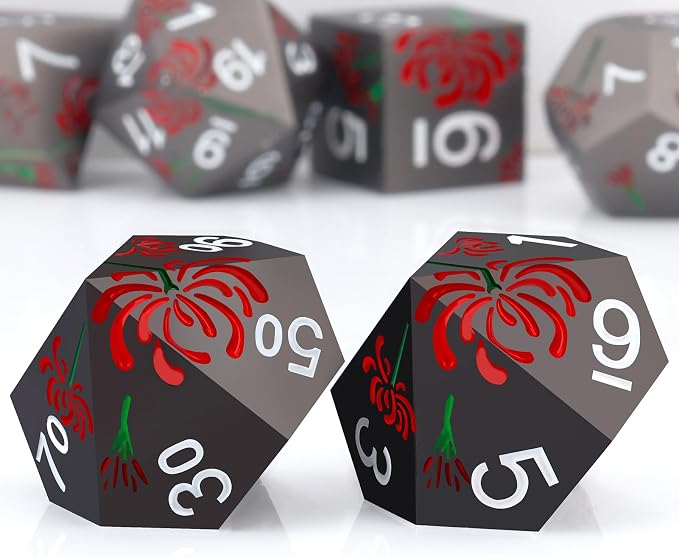 PJOY Metal Dice Set D&D Flower Dice Set DND Polyhedral Dice - Image 7