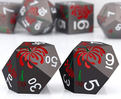PJOY Metal Dice Set D&D Flower Dice Set DND Polyhedral Dice - Image 7