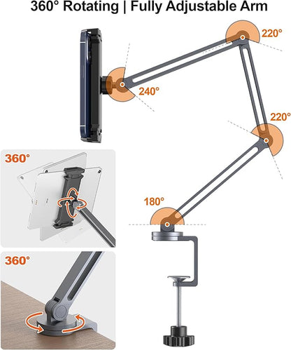 Tablet Arm Mount with Super Grip, Adjustable Foldable Holder & Heavy Duty - Image 2