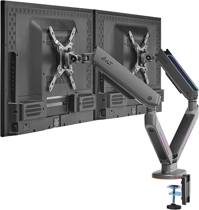 AVLT Dual 27”-43” RGB Gaming Monitor Arm Desk Mount Built-in 20 Lighting Modes by AVLT-USA