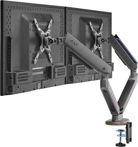 AVLT Dual 27”-43” RGB Gaming Monitor Arm Desk Mount Built-in 20 Lighting Modes by AVLT-USA