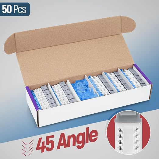 Everest 45° Angled RJ45 Cat5e Keystone Jacks 50-Pack in Gray - Image 2
