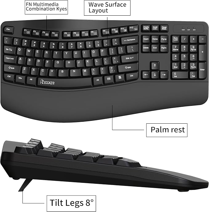 Ergonomic Keyboard, Wired Computer USB Keyboard - Image 7