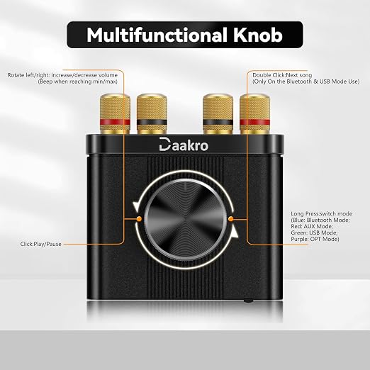 AK30 Mini Bluetooth Amplifier for Passive Speakers, 50W+50W 2.0CH Audio - Image 7