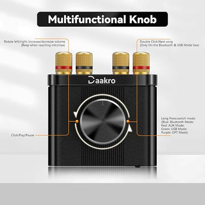 AK30 Mini Bluetooth Amplifier for Passive Speakers, 50W+50W 2.0CH Audio - Image 7